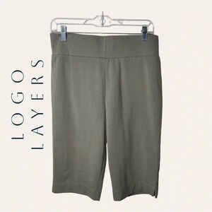 0233W. LOGO LAYERS JERSEY CROPPED YOGA PANTS LIGHT ARMY GREEN IN‎ COLOR SIZE SM